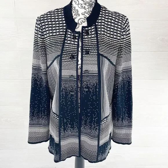 Ming Wang Multiprint Button Down Cardigan - Picture 1 of 8
